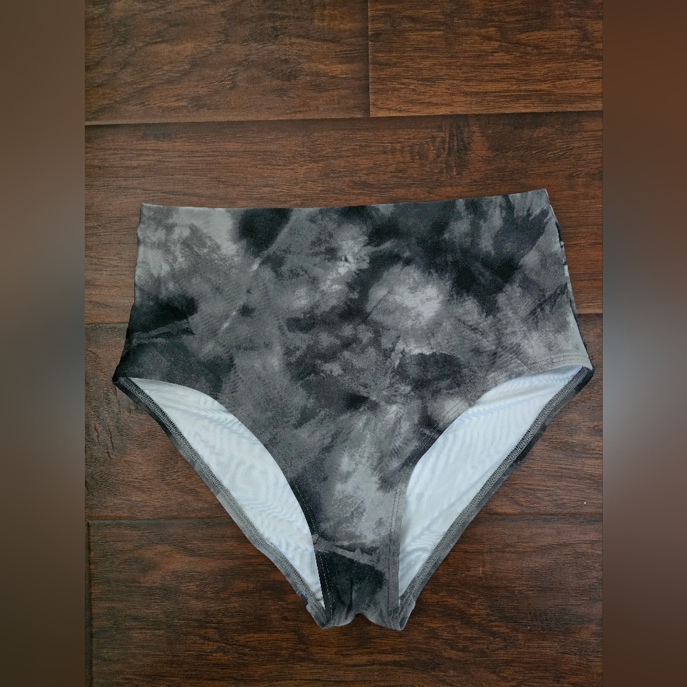 Old Navy Black and Gray Tie-Dye Bikini Bottoms